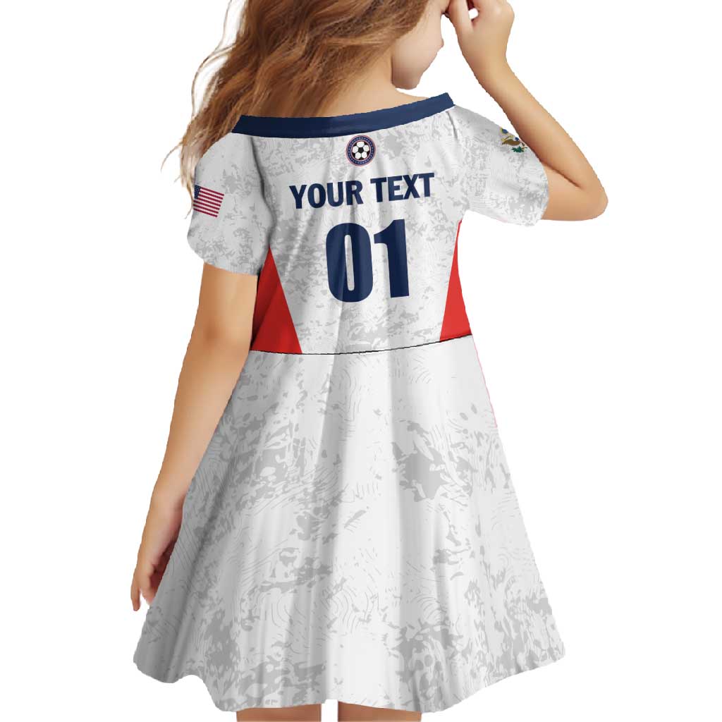 Custom USA Soccer Team Family Matching Long Sleeve Bodycon Dress and Hawaiian Shirt Red All Over