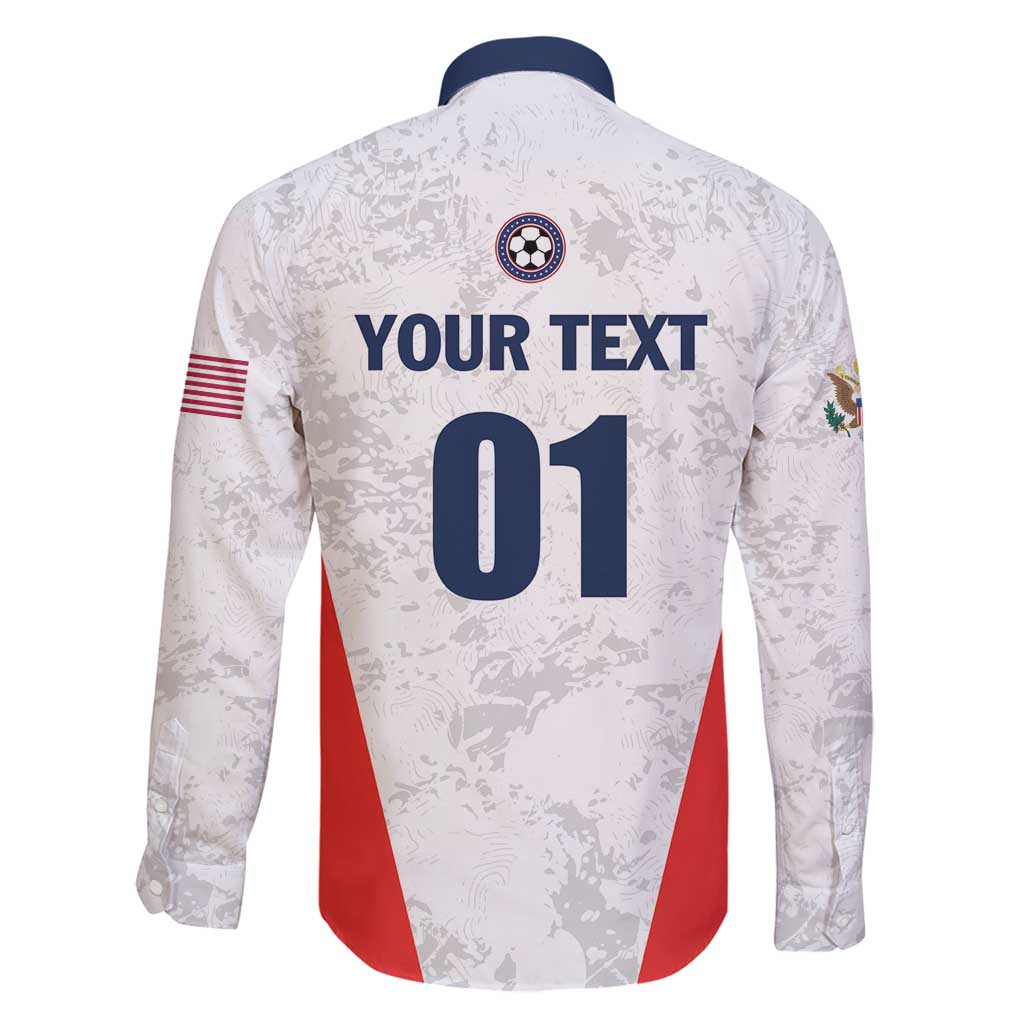 Custom USA Soccer Team Family Matching Long Sleeve Bodycon Dress and Hawaiian Shirt Red All Over