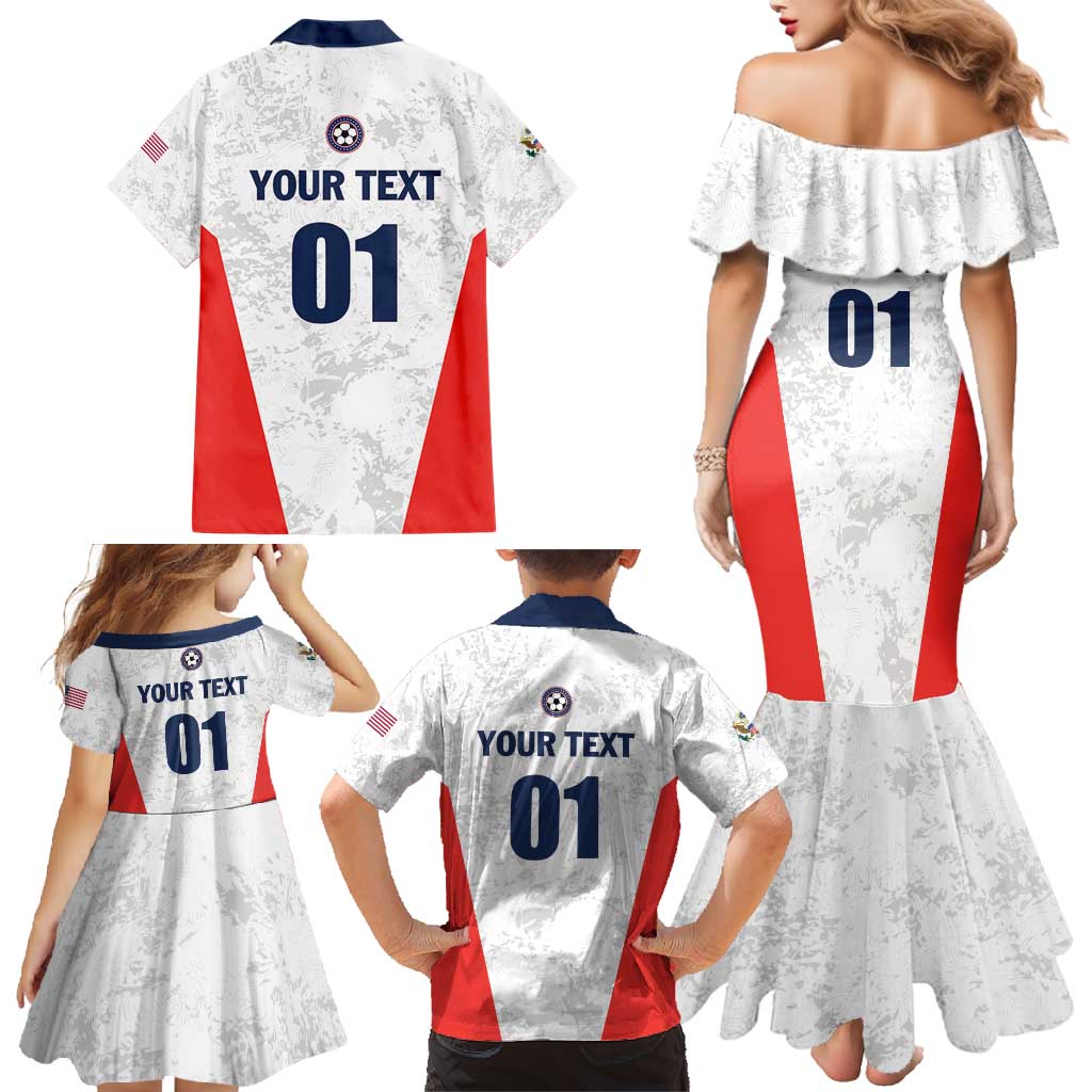 Custom USA Soccer Team Family Matching Mermaid Dress and Hawaiian Shirt Red All Over