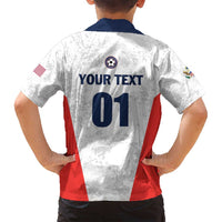 Custom USA Soccer Team Family Matching Off Shoulder Short Dress and Hawaiian Shirt Red All Over