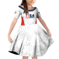 Custom USA Soccer Team Family Matching Off Shoulder Short Dress and Hawaiian Shirt Red All Over