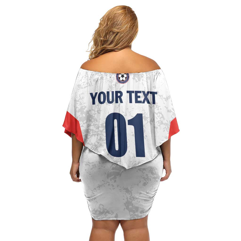 Custom USA Soccer Team Family Matching Off Shoulder Short Dress and Hawaiian Shirt Red All Over