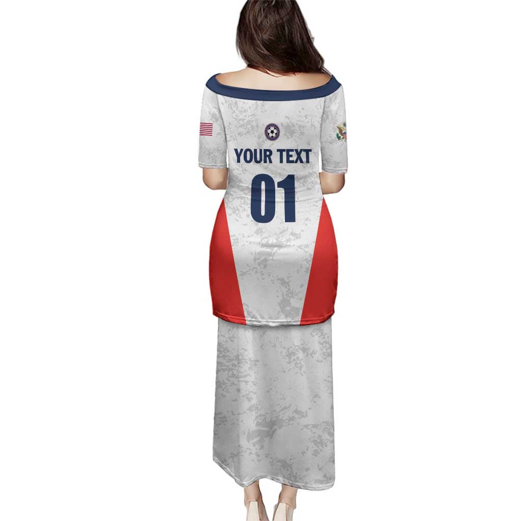 Custom USA Soccer Team Family Matching Puletasi and Hawaiian Shirt Red All Over