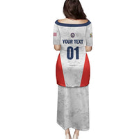 Custom USA Soccer Team Family Matching Puletasi and Hawaiian Shirt Red All Over