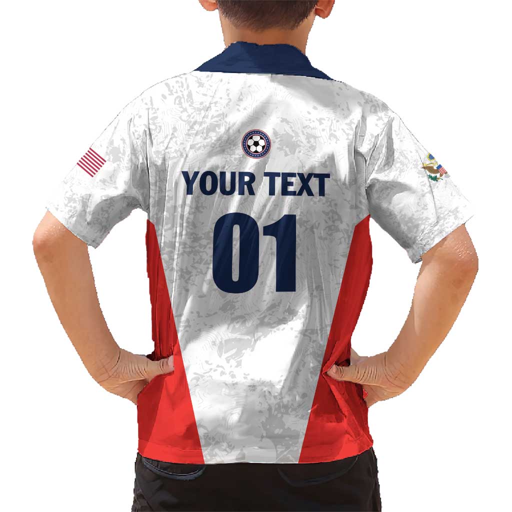 Custom USA Soccer Team Family Matching Short Sleeve Bodycon Dress and Hawaiian Shirt Red All Over