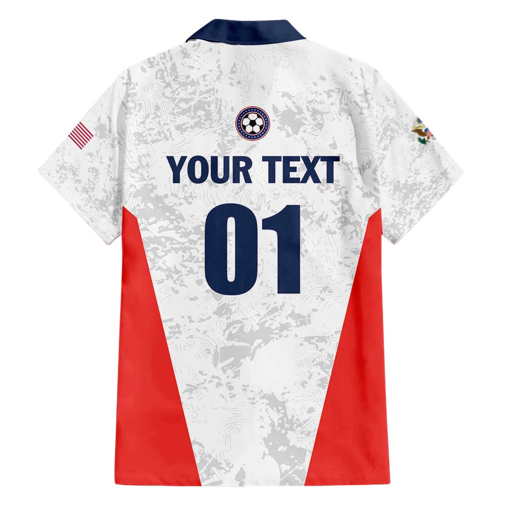 Custom USA Soccer Team Family Matching Short Sleeve Bodycon Dress and Hawaiian Shirt Red All Over