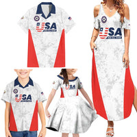 Custom USA Soccer Team Family Matching Summer Maxi Dress and Hawaiian Shirt Red All Over