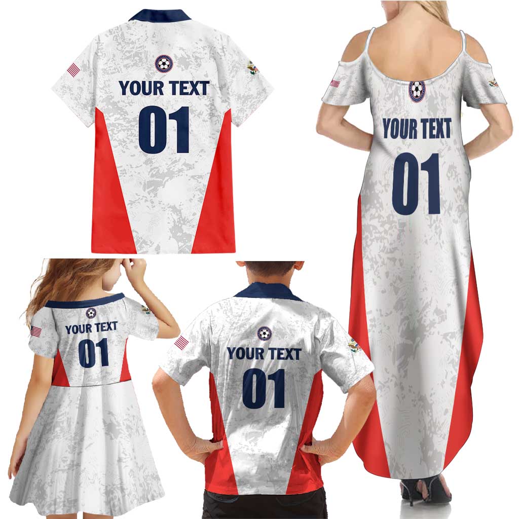 Custom USA Soccer Team Family Matching Summer Maxi Dress and Hawaiian Shirt Red All Over