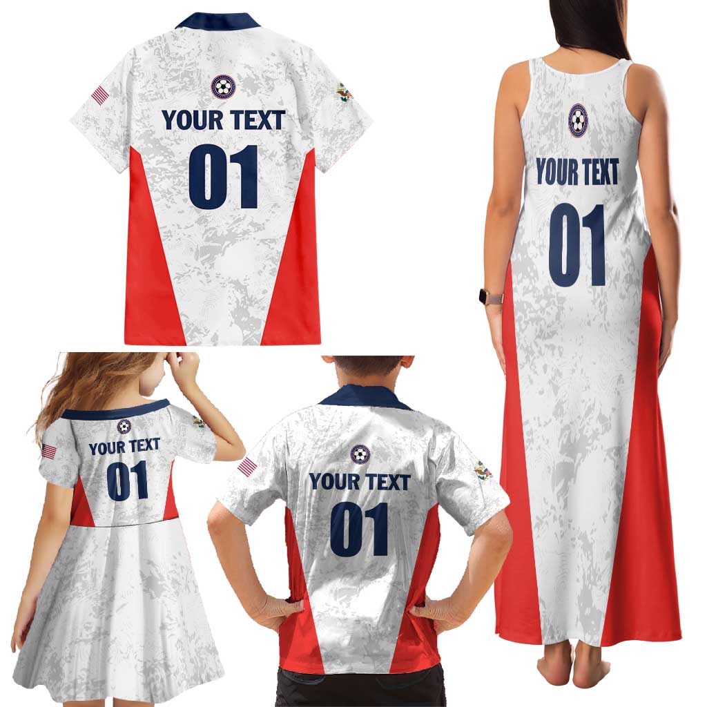 Custom USA Soccer Team Family Matching Tank Maxi Dress and Hawaiian Shirt Red All Over