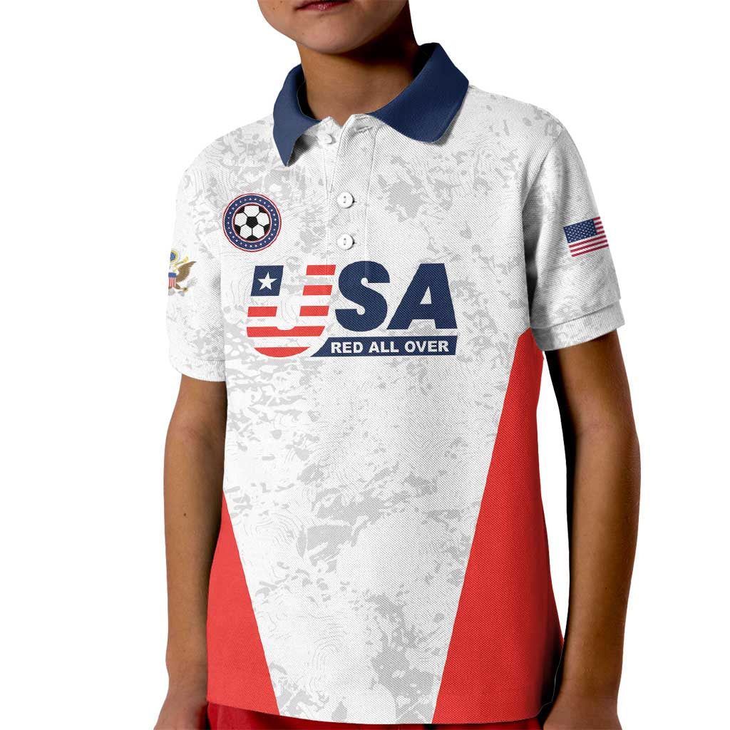 Custom USA Soccer Team Kid Polo Shirt Red All Over