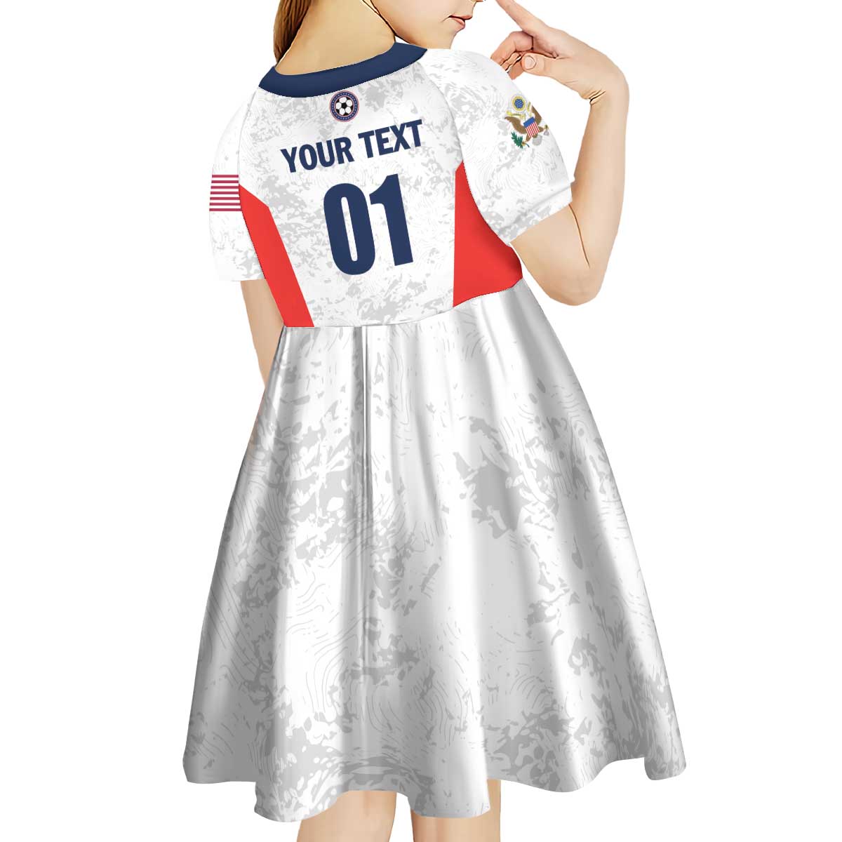 Custom USA Soccer Team Kid Short Sleeve Dress Red All Over