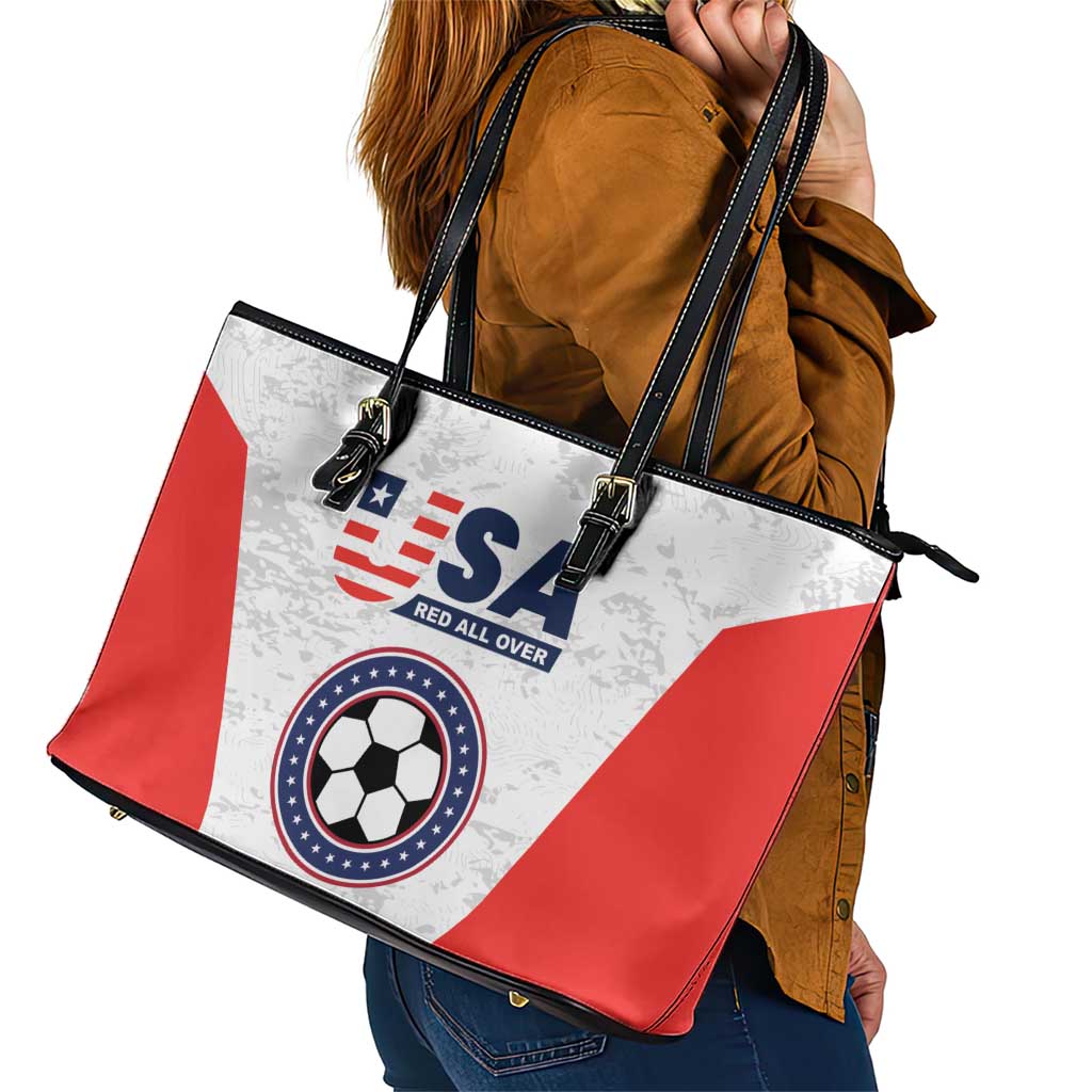 USA Soccer Team Leather Tote Bag Red All Over