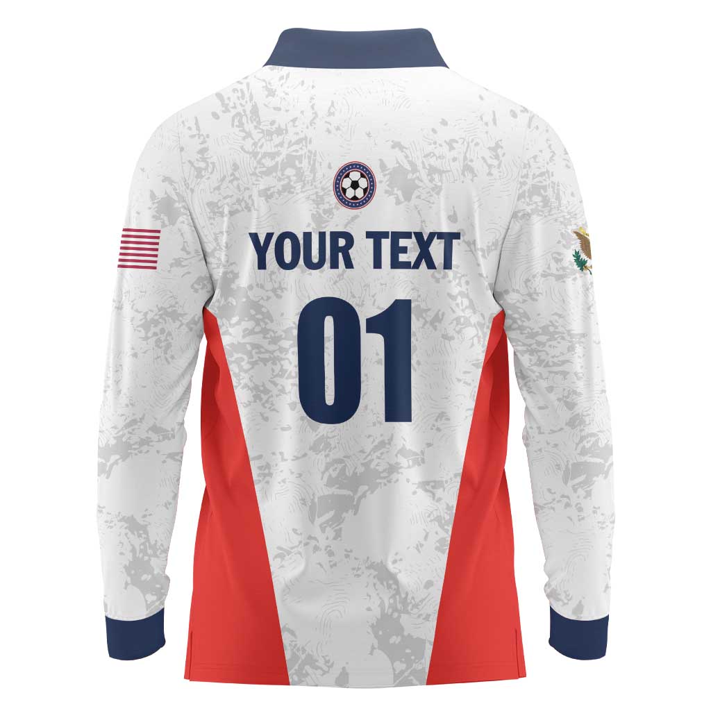 Custom USA Soccer Team Long Sleeve Polo Shirt Red All Over