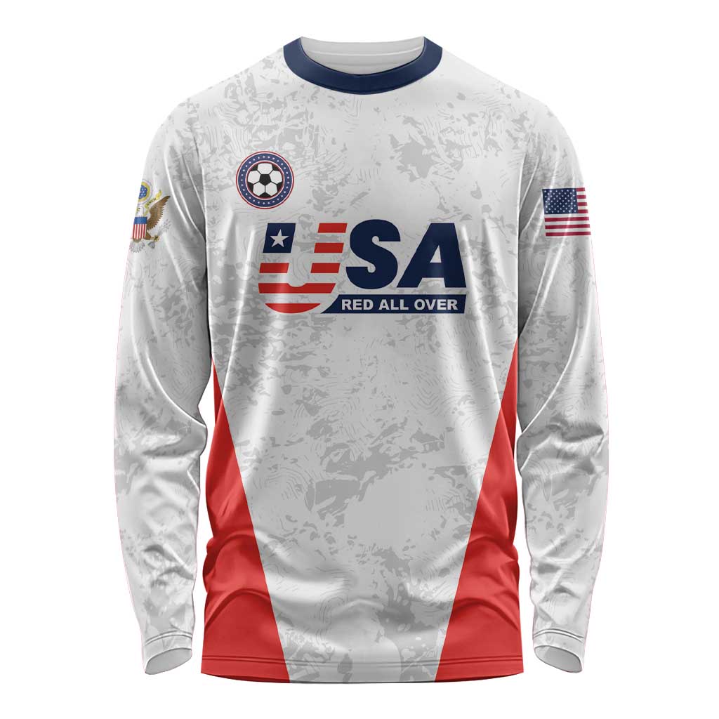 Custom USA Soccer Team Long Sleeve Shirt Red All Over