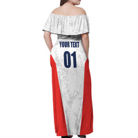 Custom USA Soccer Team Off Shoulder Maxi Dress Red All Over