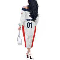 Custom USA Soccer Team Off The Shoulder Long Sleeve Dress Red All Over