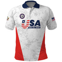 Custom USA Soccer Team Polo Shirt Red All Over