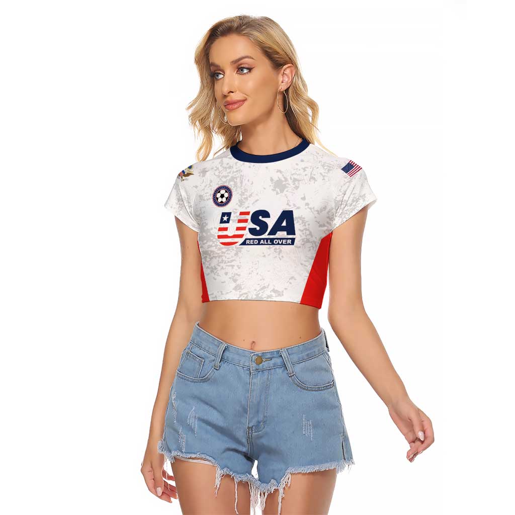 Custom USA Soccer Team Raglan Cropped T Shirt Red All Over