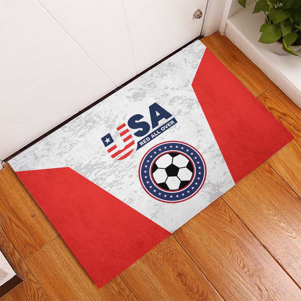 USA Soccer Team Rubber Doormat Red All Over
