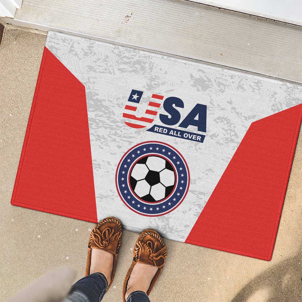 USA Soccer Team Rubber Doormat Red All Over