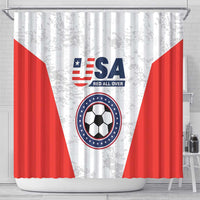 USA Soccer Team Shower Curtain Red All Over