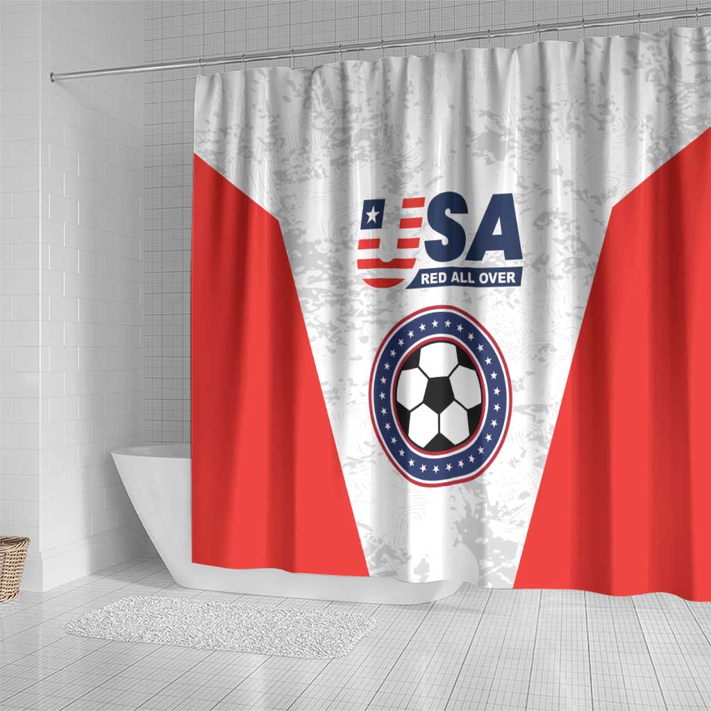 USA Soccer Team Shower Curtain Red All Over