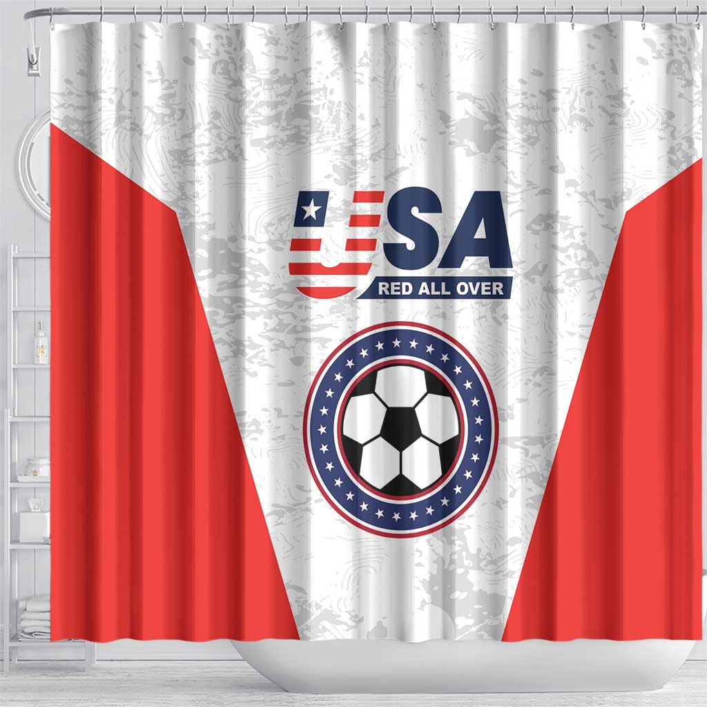 USA Soccer Team Shower Curtain Red All Over