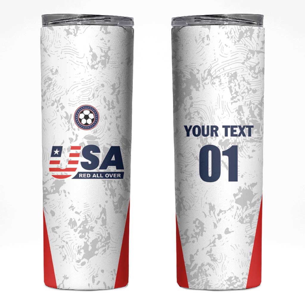 Custom USA Soccer Team Skinny Tumbler Red All Over