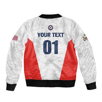 Custom USA Soccer Team Sleeve Zip Bomber Jacket Red All Over