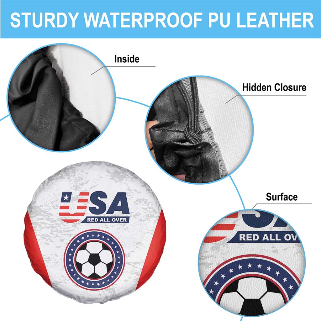 USA Soccer Team Spare Tire Cover Red All Over