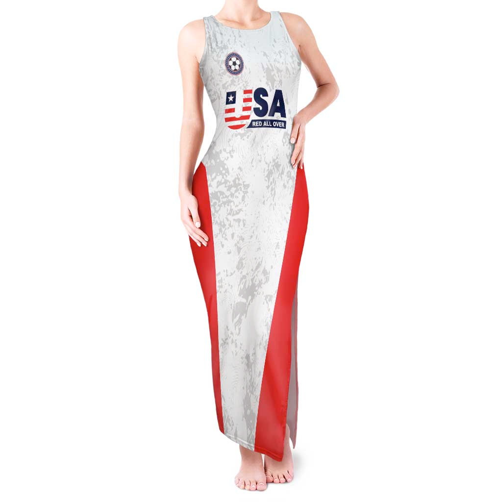Custom USA Soccer Team Tank Maxi Dress Red All Over