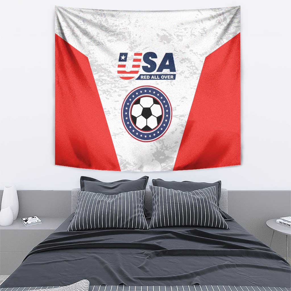 USA Soccer Team Tapestry Red All Over