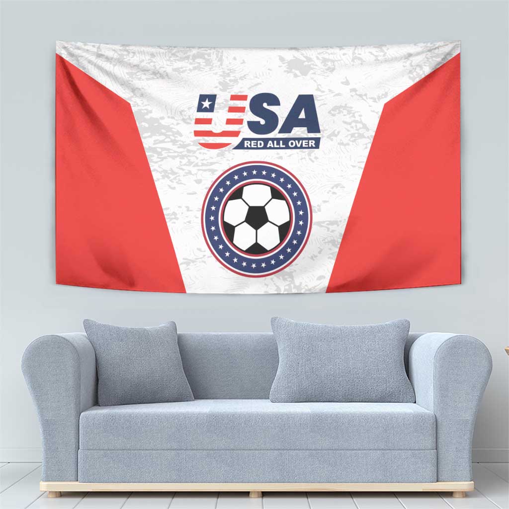 USA Soccer Team Tapestry Red All Over