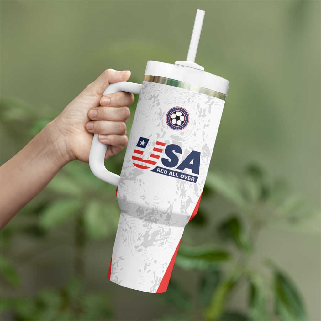 Custom USA Soccer Team Tumbler With Handle Red All Over