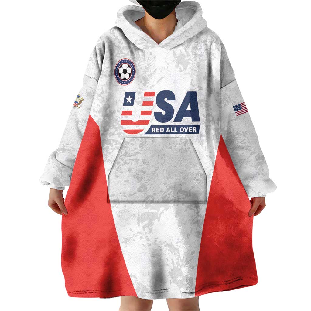 Custom USA Soccer Team Wearable Blanket Hoodie Red All Over