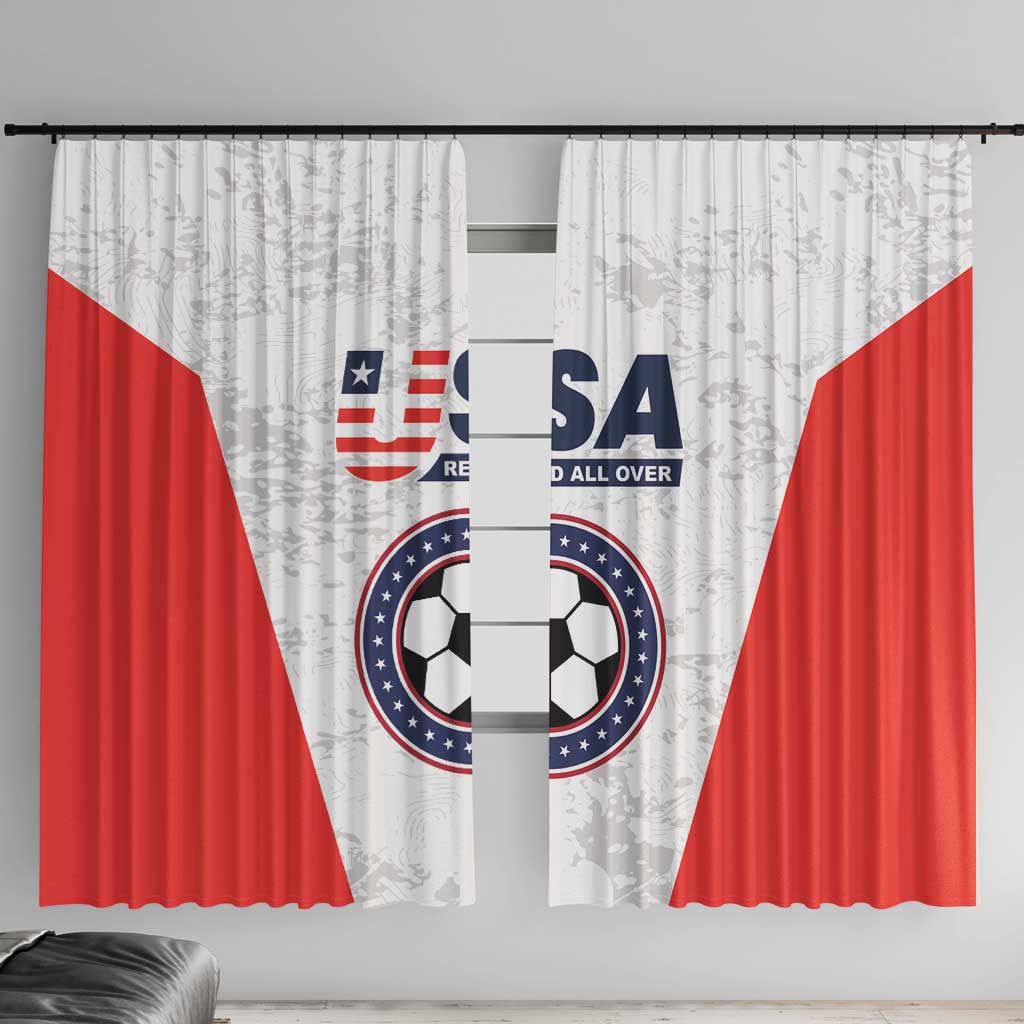 USA Soccer Team Window Curtain Red All Over