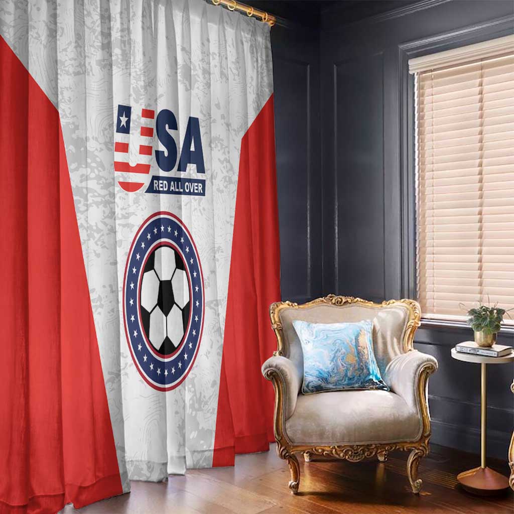 USA Soccer Team Window Curtain Red All Over