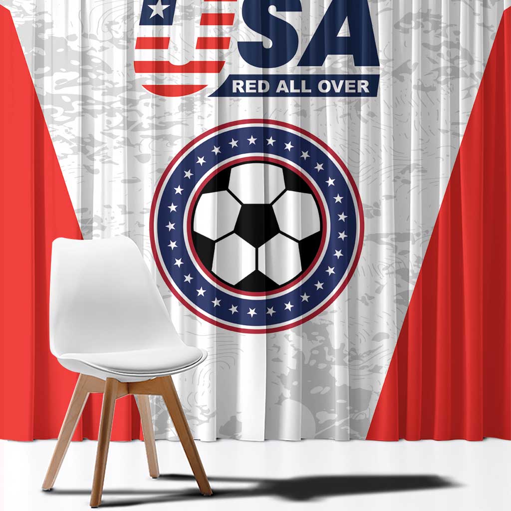 USA Soccer Team Window Curtain Red All Over