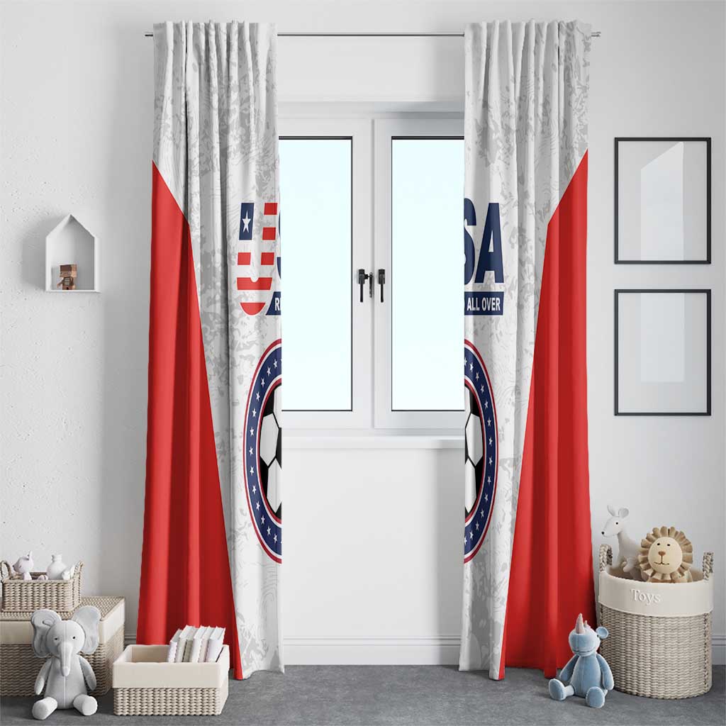USA Soccer Team Window Curtain Red All Over