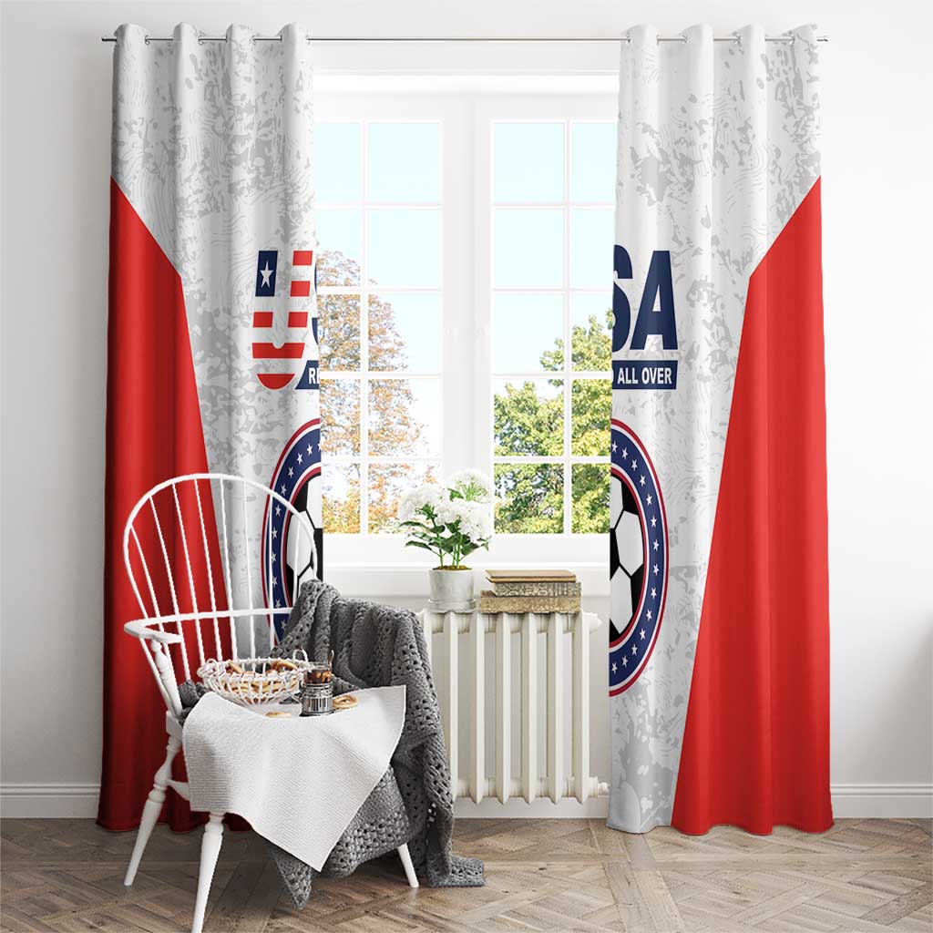 USA Soccer Team Window Curtain Red All Over