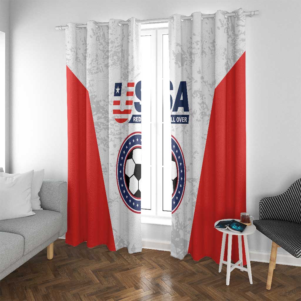 USA Soccer Team Window Curtain Red All Over