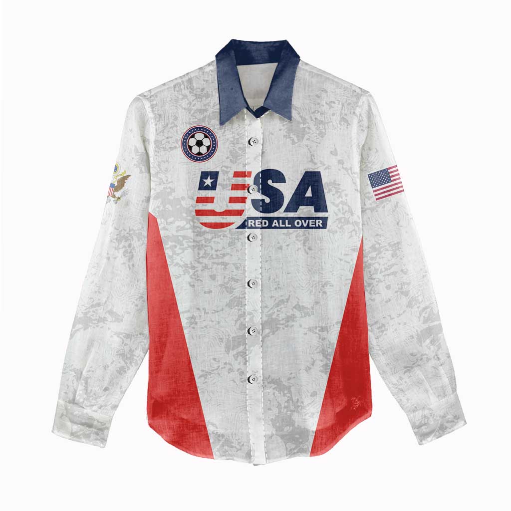 Custom USA Soccer Team Women Casual Shirt Red All Over