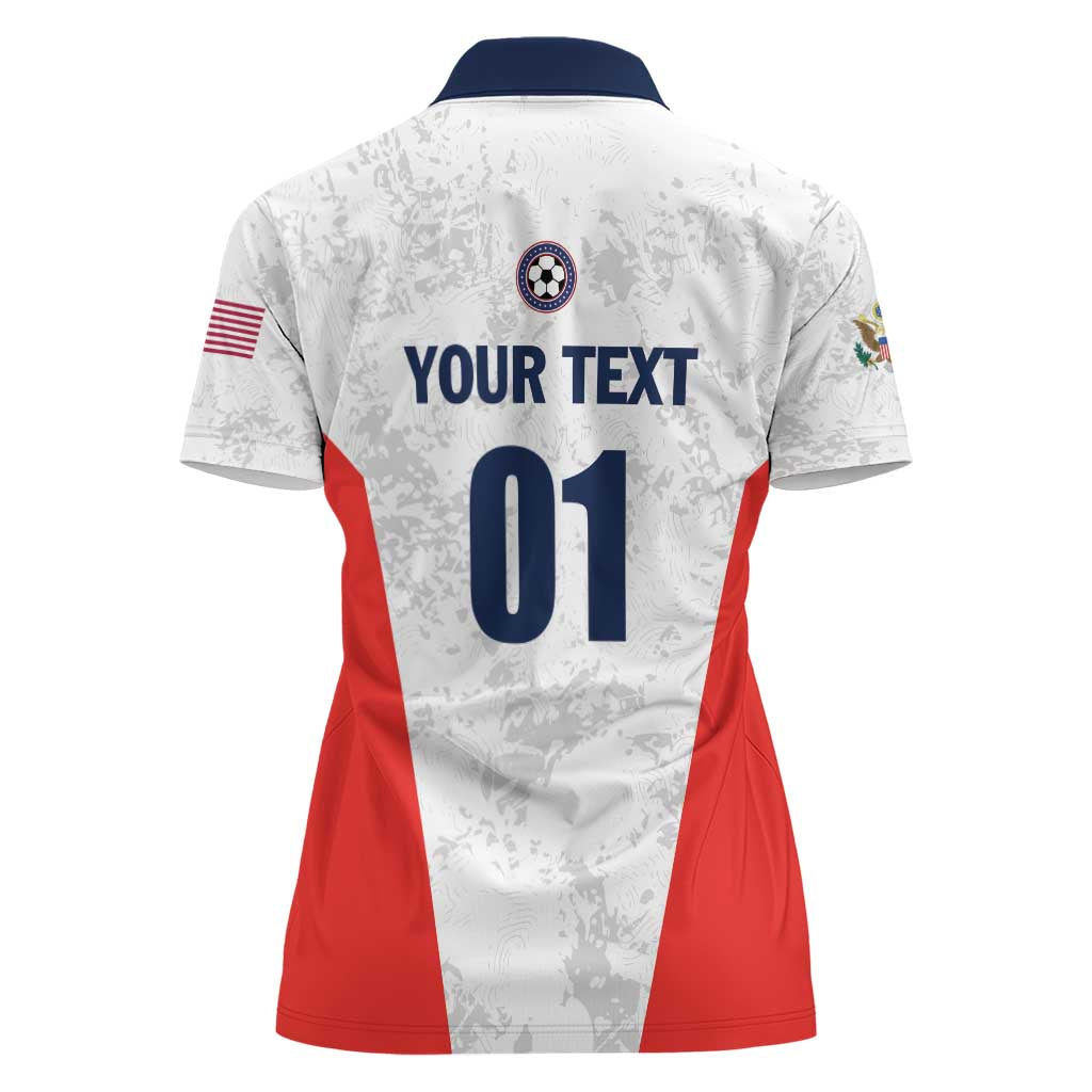 Custom USA Soccer Team Women Polo Shirt Red All Over