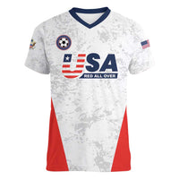 Custom USA Soccer Team Women V-Neck T-Shirt Red All Over