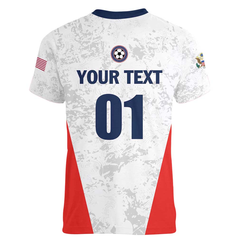 Custom USA Soccer Team Women V-Neck T-Shirt Red All Over