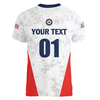 Custom USA Soccer Team Women V-Neck T-Shirt Red All Over