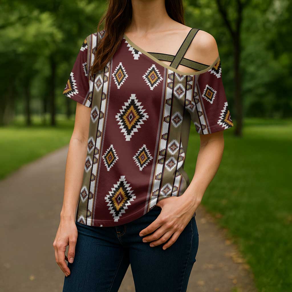 Native American Navajo Cross Shoulder Shirt Tribal Pattern
