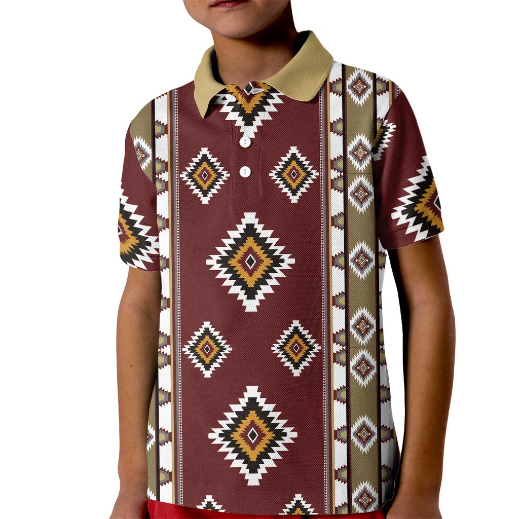 Native American Navajo Kid Polo Shirt Tribal Pattern