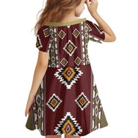 Native American Navajo Kid Short Sleeve Dress Tribal Pattern