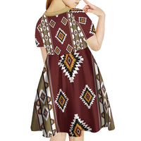 Native American Navajo Kid Short Sleeve Dress Tribal Pattern